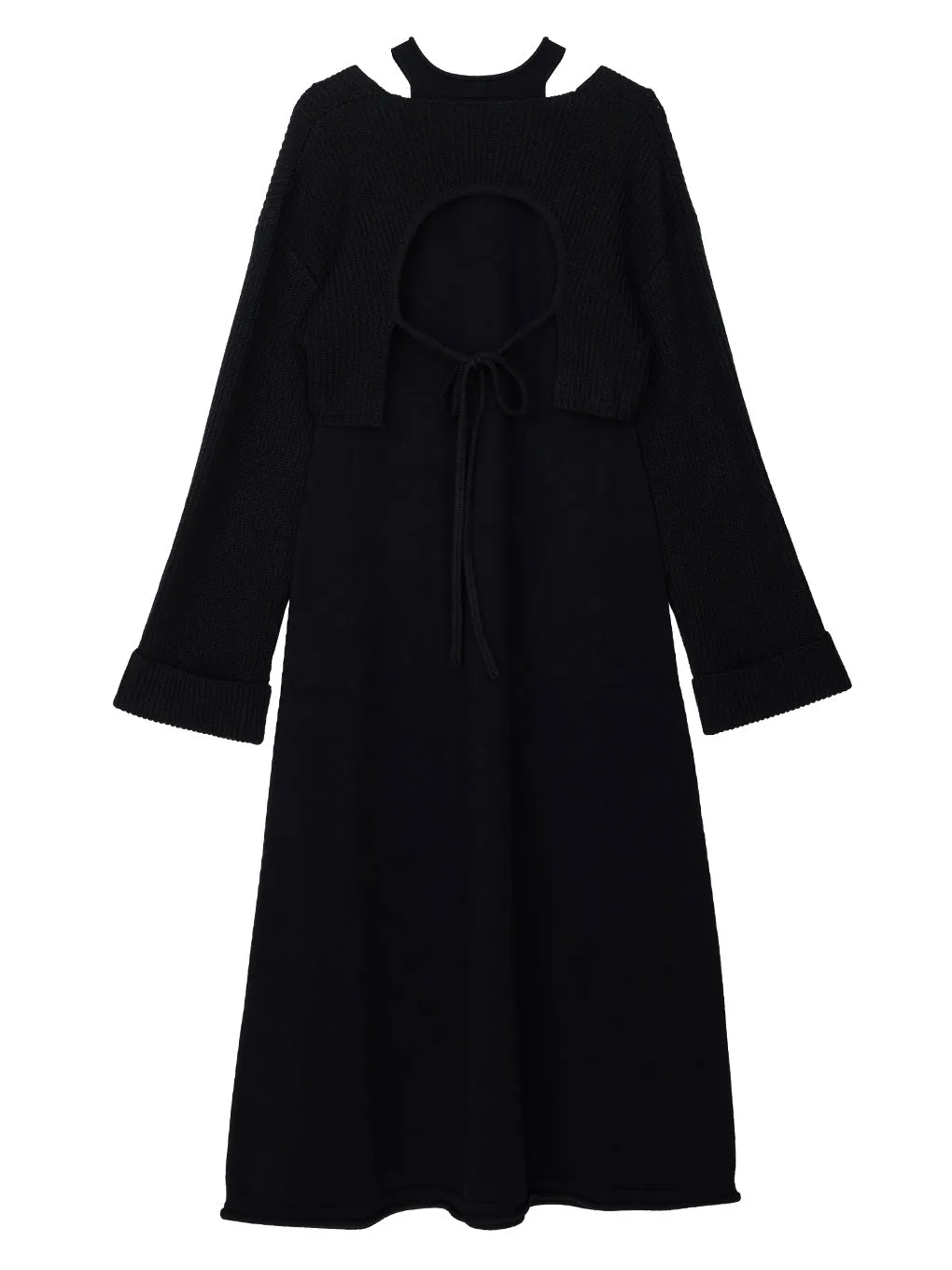 2WAY BOLERO HALTER NECK KNIT DRESS