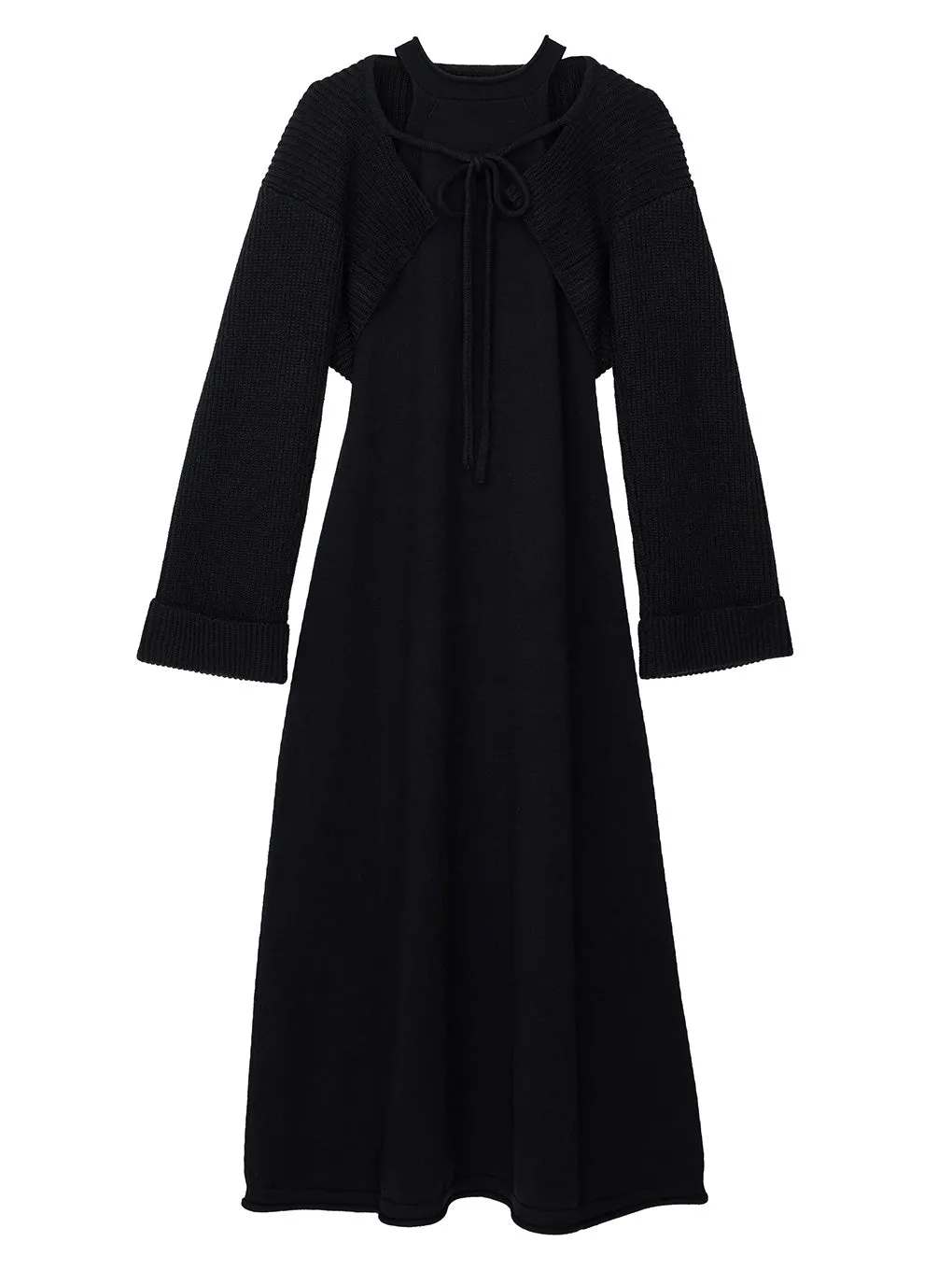 2WAY BOLERO HALTER NECK KNIT DRESS