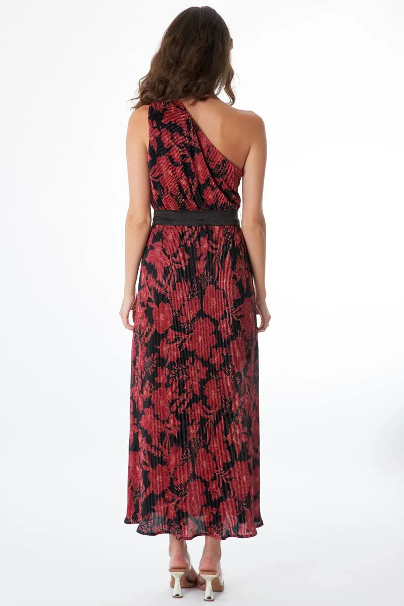 Bell's Pleated One Shoulder Maxi Dress