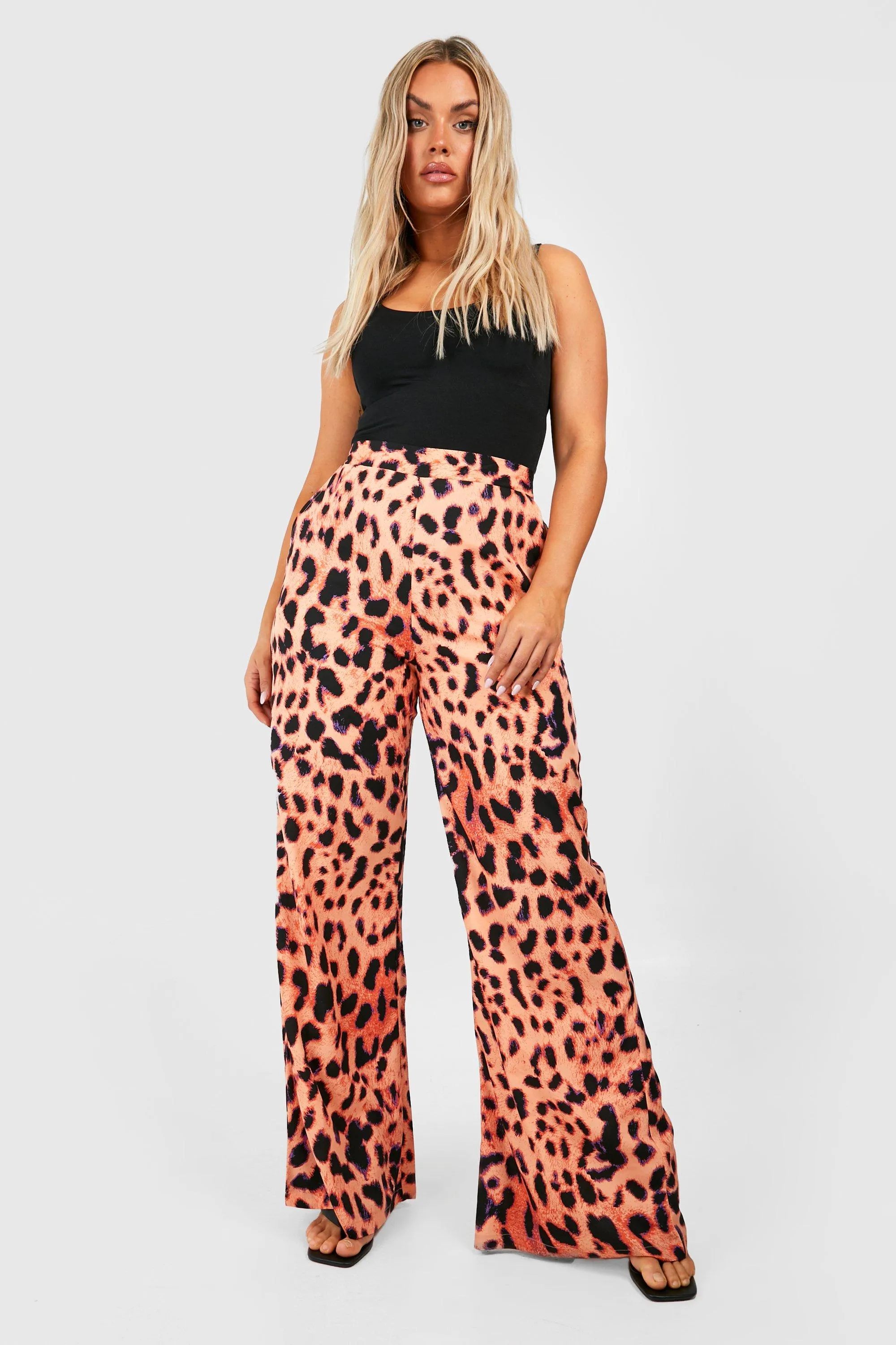 Boohoo leopard woven wide leg trousers, leopard