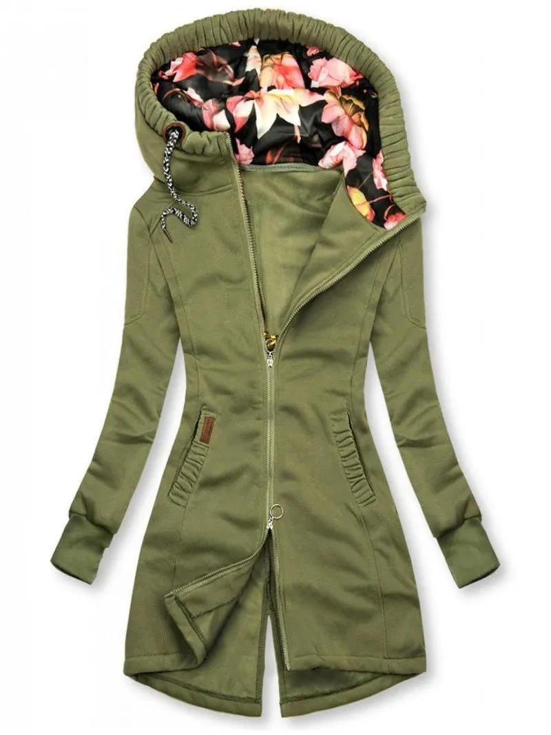 Casual Solid Extended Hooded Jacket