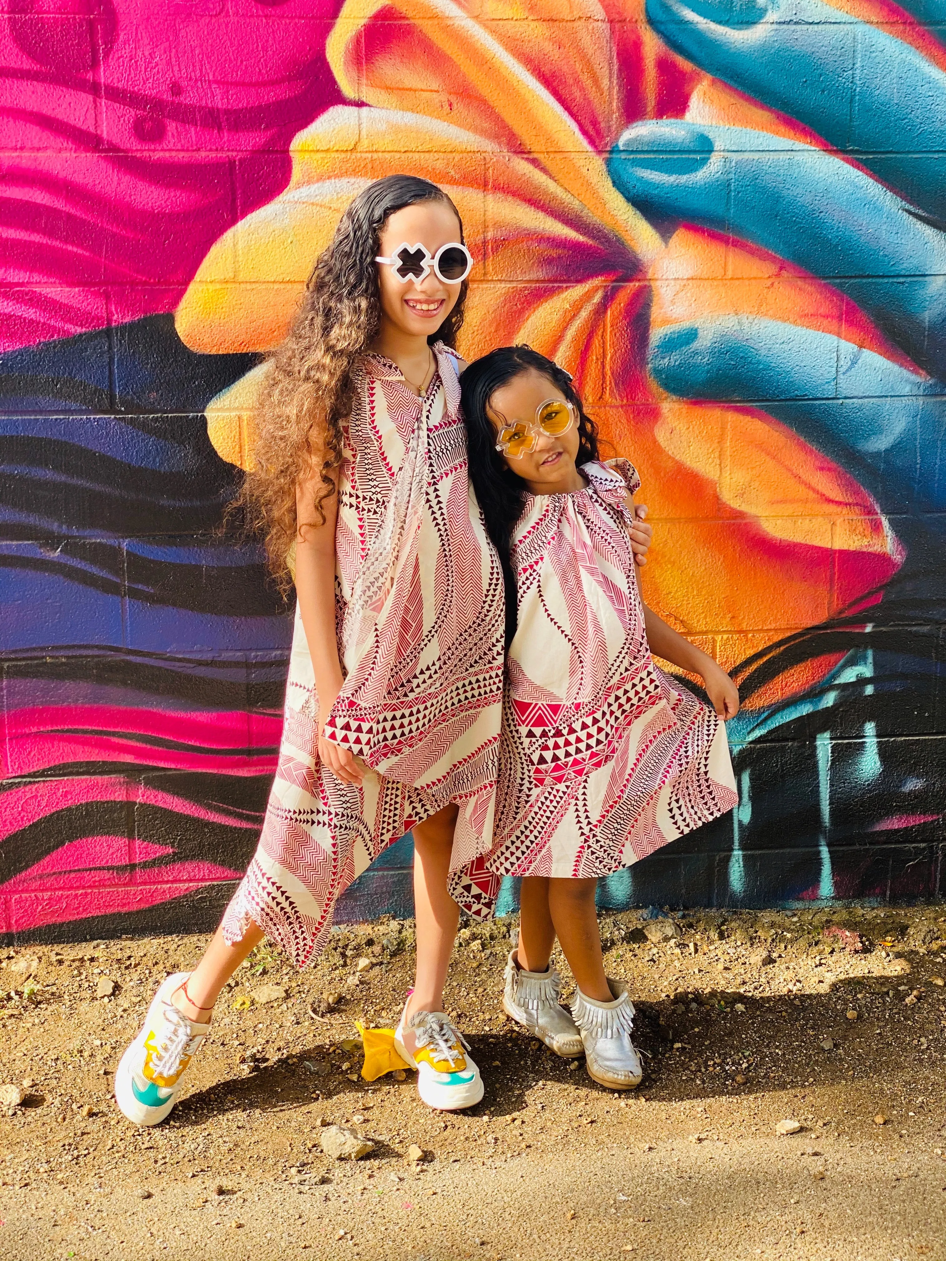 Coradorables GIRLS Red Geo Tribal Handkerchief Dress