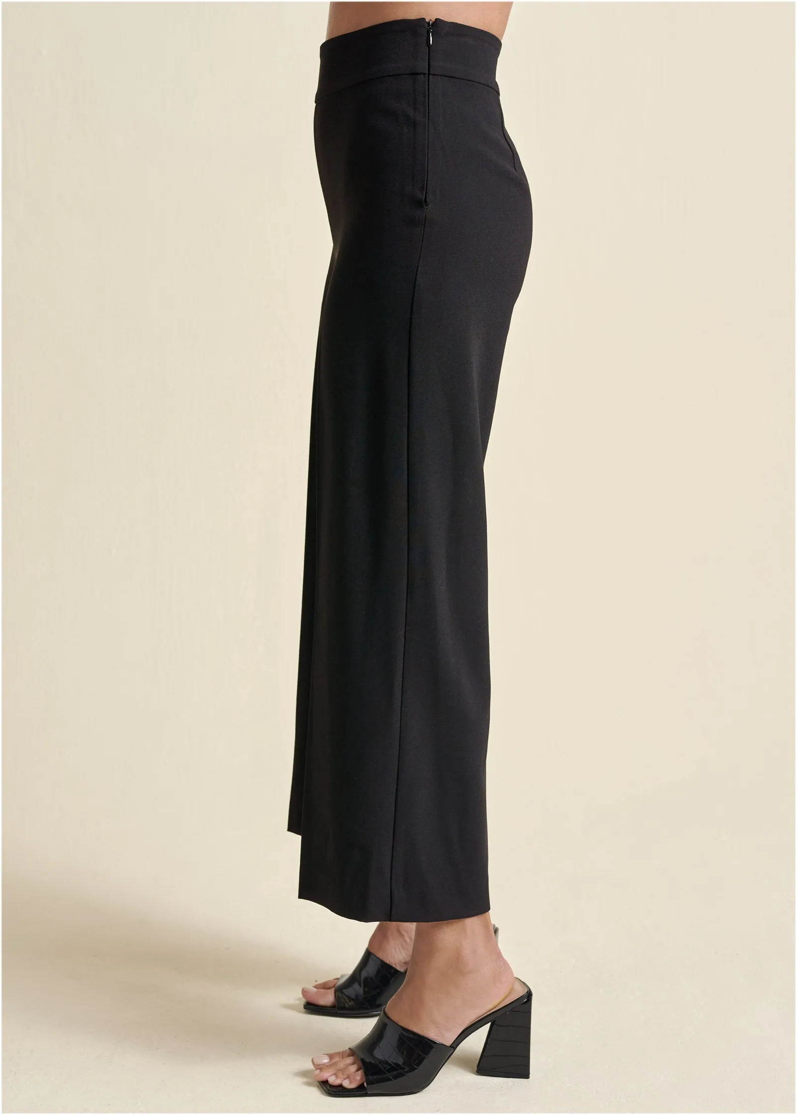 Crop Wide Leg Pants - Black