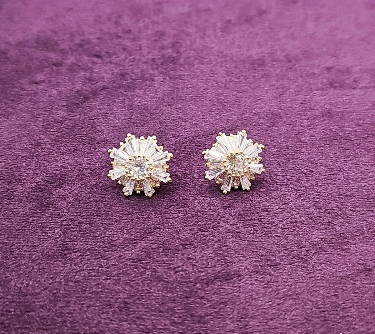 Gold Diamanté Stud Earrings