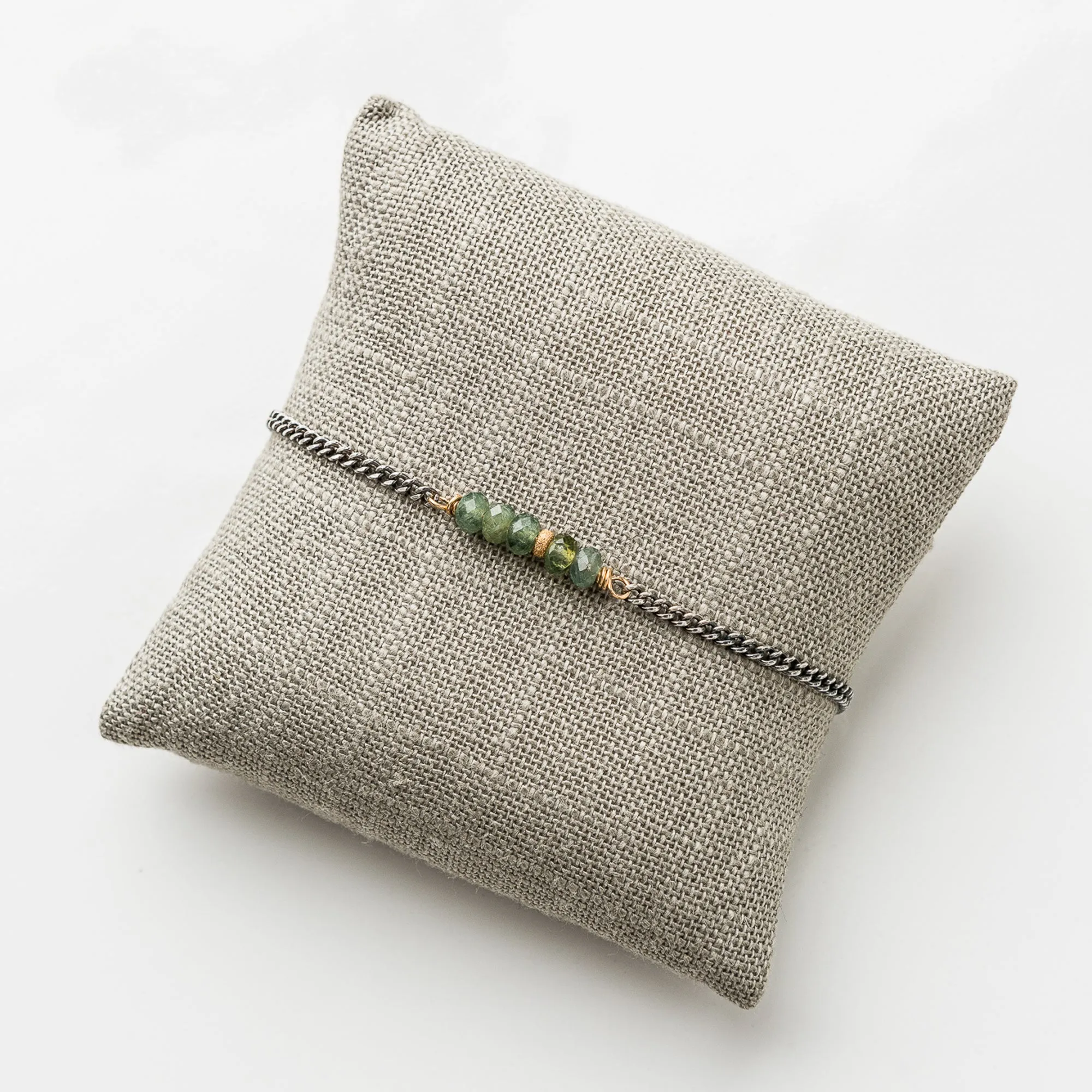 Green Apatite Stack Bracelet on Curb Chain