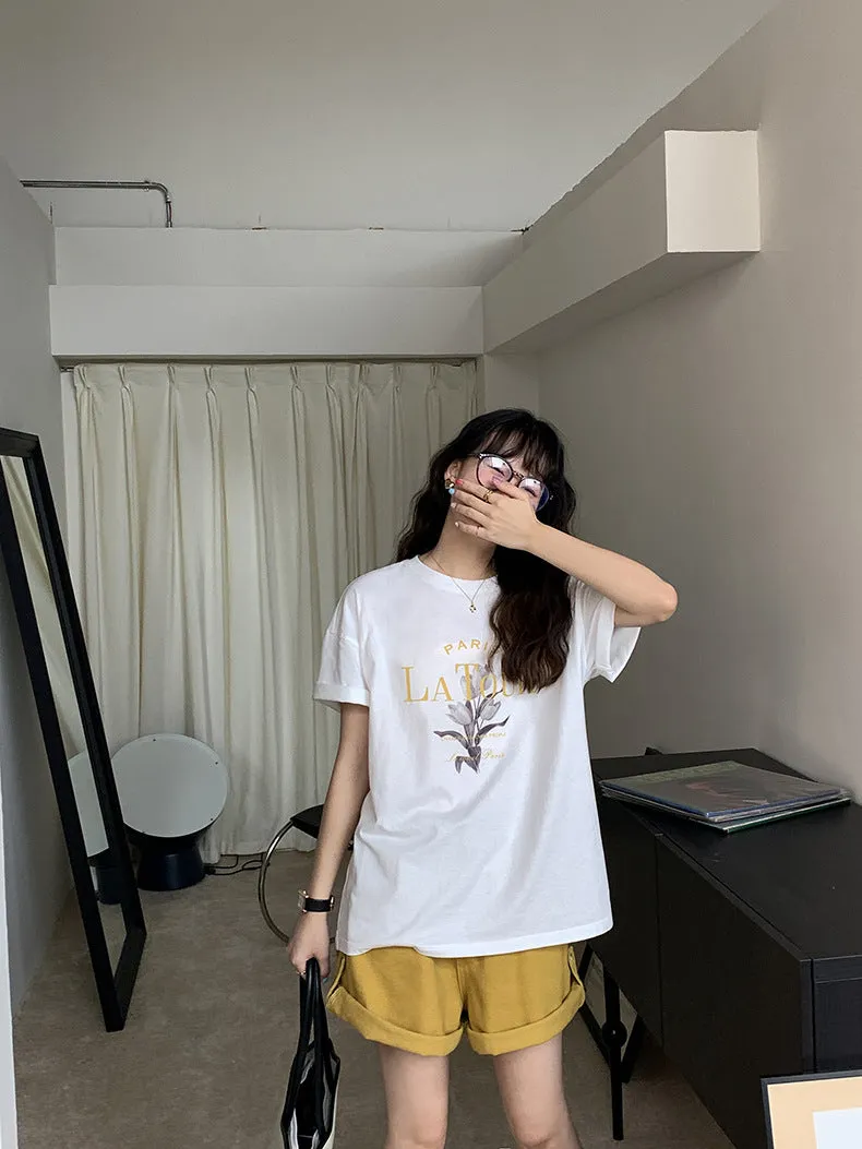 [Korean Style] Graphic Print  Loose Fit Versatile Short Sleeve T-Shirt
