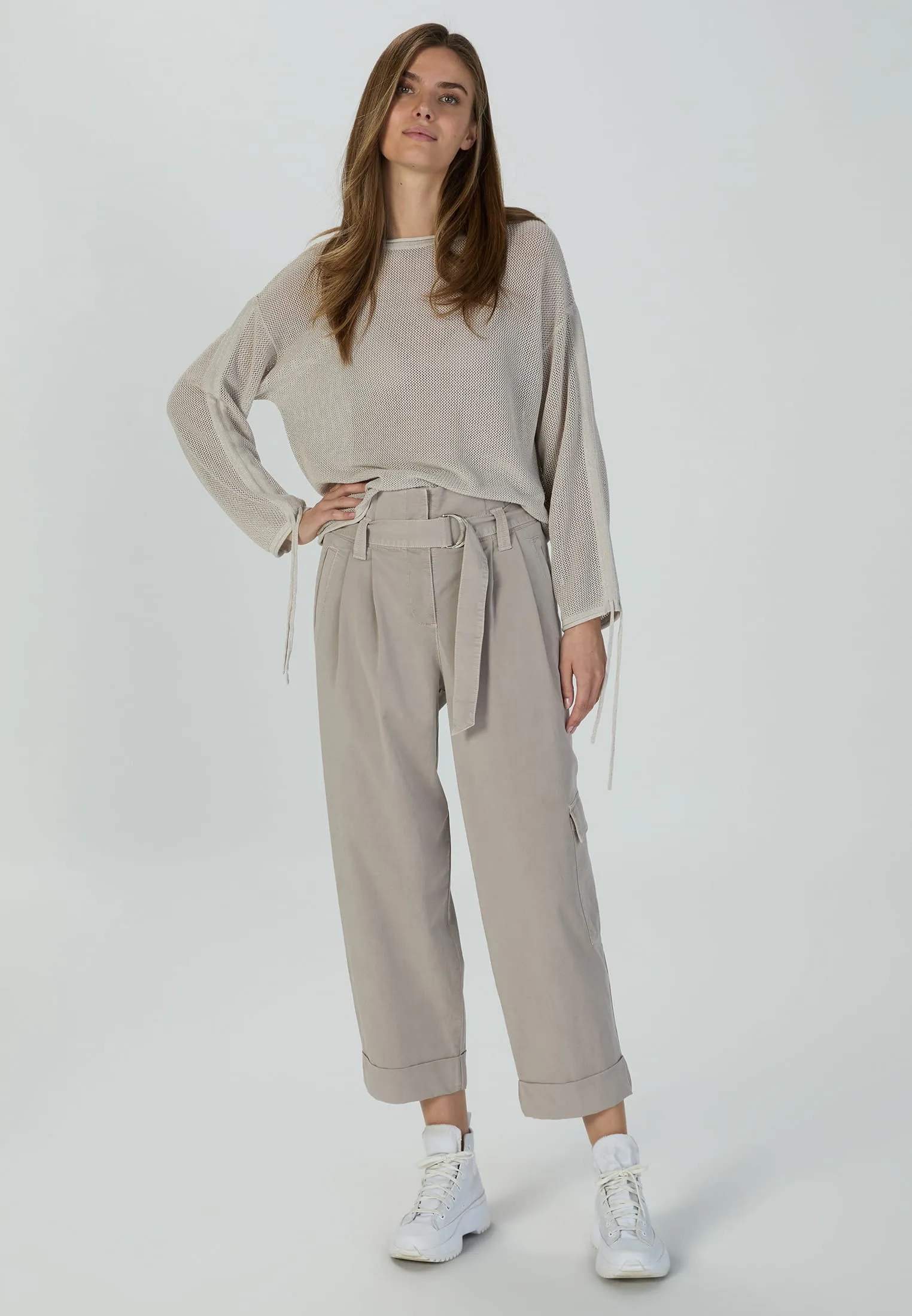 Metallic-look Sweater - Light Taupe