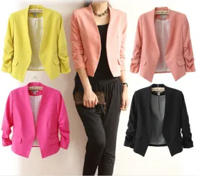 New Fashion Candy Color Women Spring Slim Short Design Suit Coat Jackets
