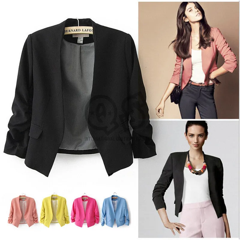 New Fashion Candy Color Women Spring Slim Short Design Suit Coat Jackets