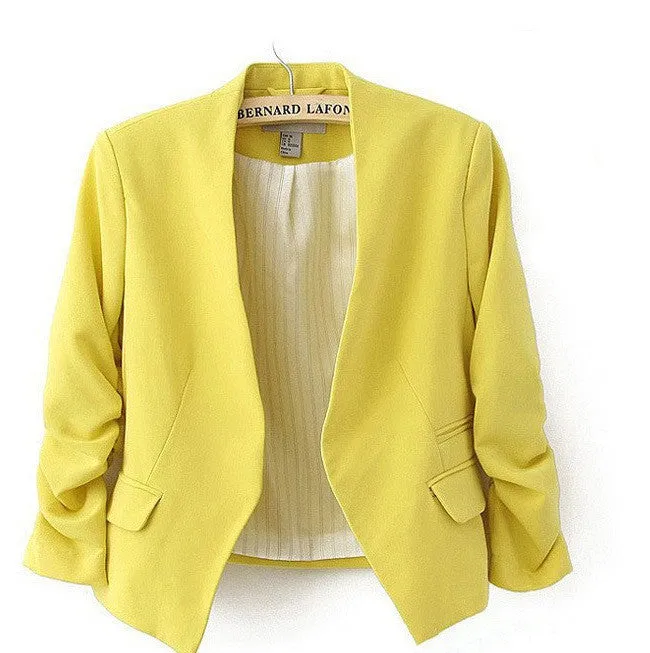 New Fashion Candy Color Women Spring Slim Short Design Suit Coat Jackets