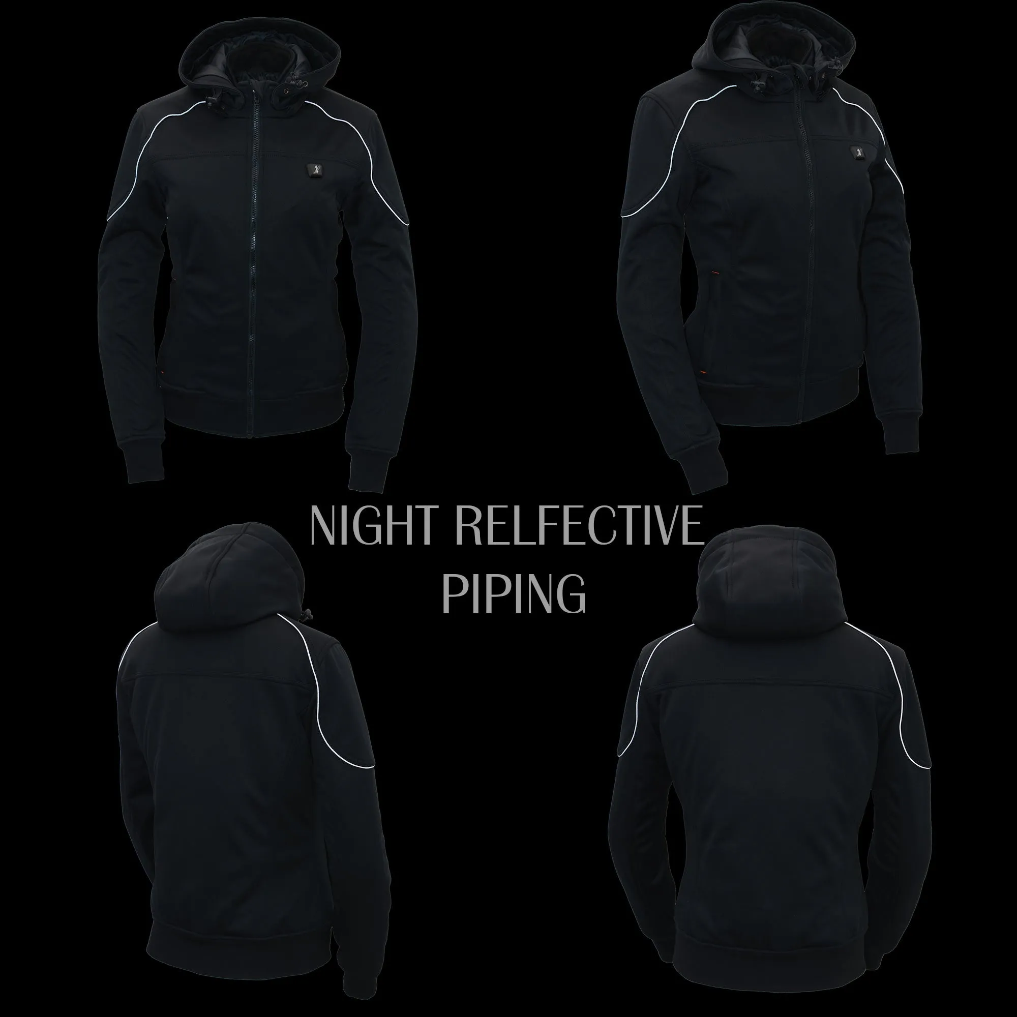 Nexgen Heat NXL2761SET Womens Black 'Igniter' Heated Soft Shell Hooded Jacket (Rechargeable 10000mAh Battery Pack Included)