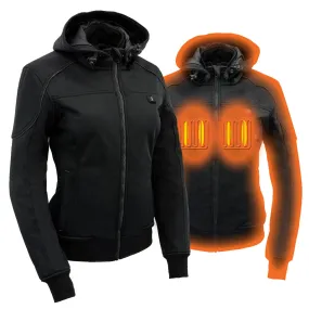 Nexgen Heat NXL2761SET Womens Black 'Igniter' Heated Soft Shell Hooded Jacket (Rechargeable 10000mAh Battery Pack Included)