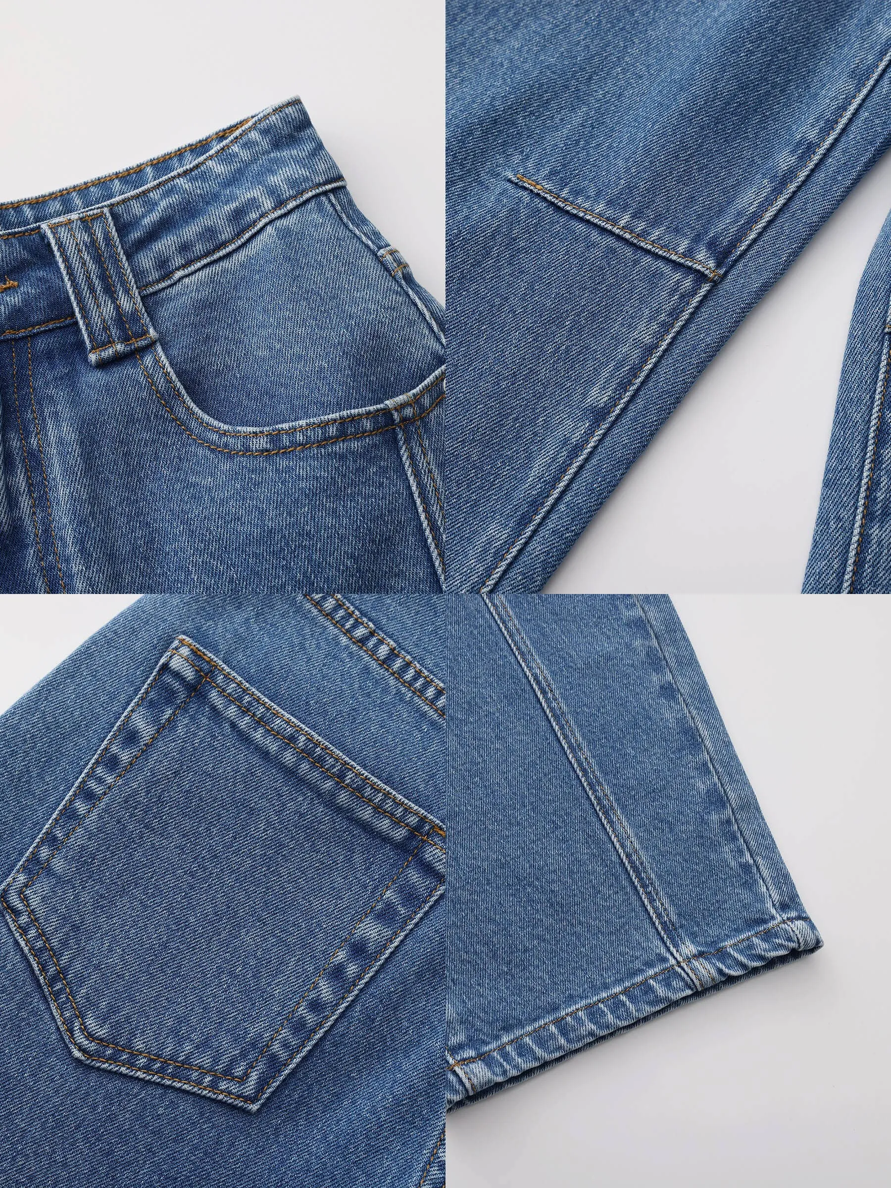 Panelled Loose-Fit Wide-Leg Tapered Jeans: Navy / L