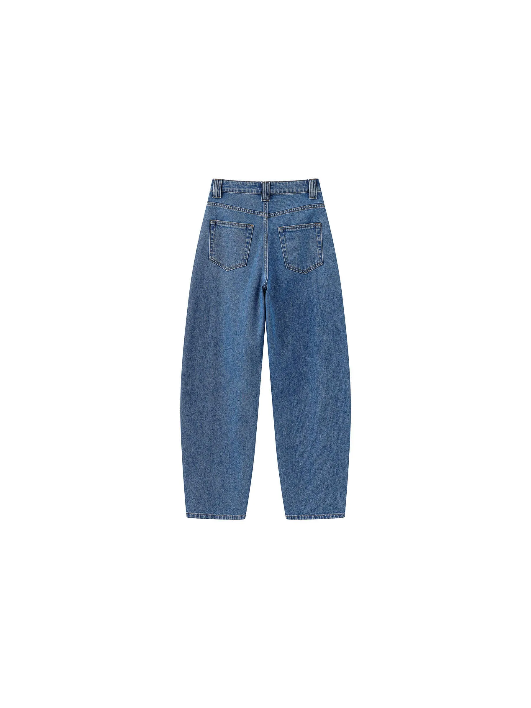 Panelled Loose-Fit Wide-Leg Tapered Jeans: Navy / L