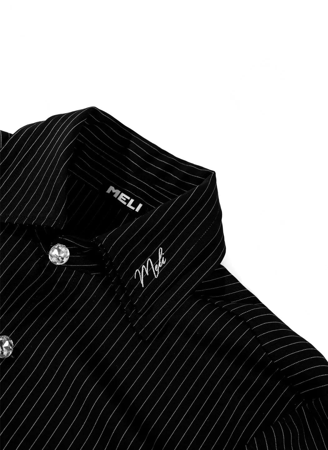 PINSTRIPE LONG SLEEVE BUTTON-UP