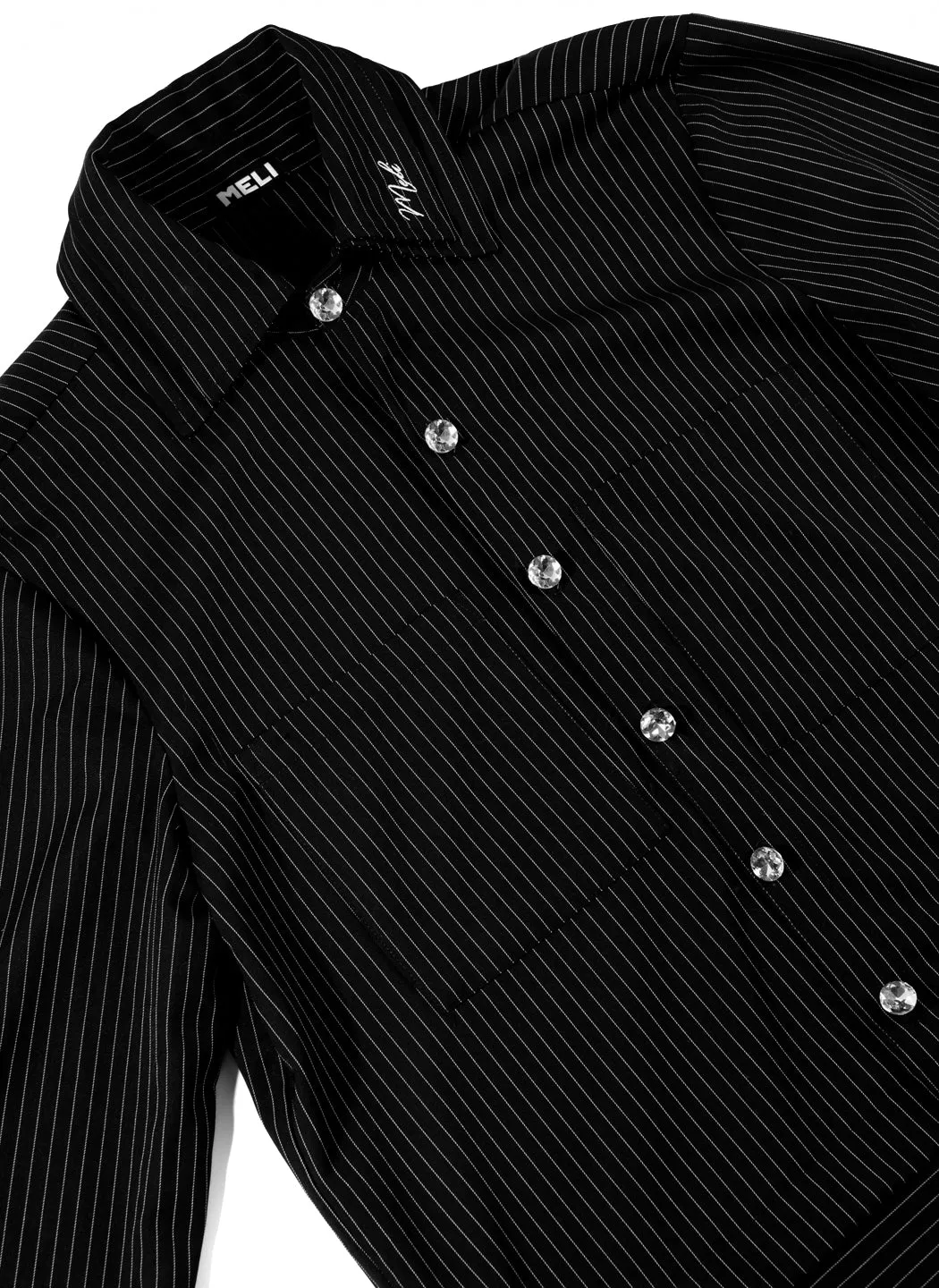 PINSTRIPE LONG SLEEVE BUTTON-UP