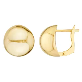 Polished Button Earrings | 14K Yellow Gold | Omega Back | Elegant Earrings - 14K Yellow Gold
