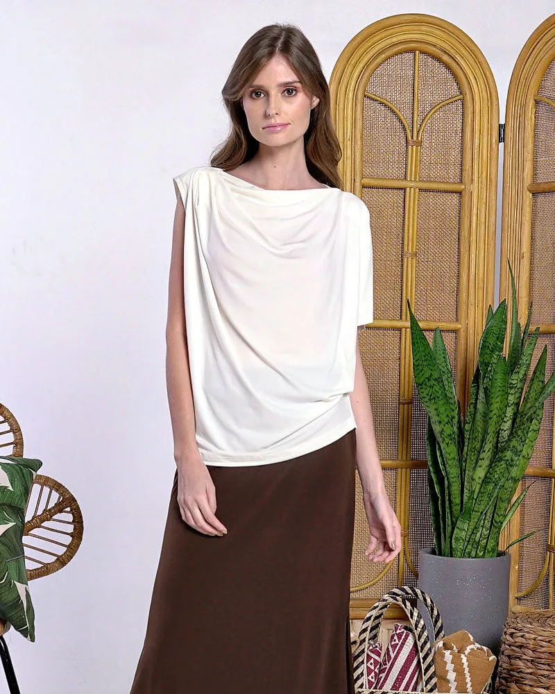 Portia Flowy Drape Jersey Top