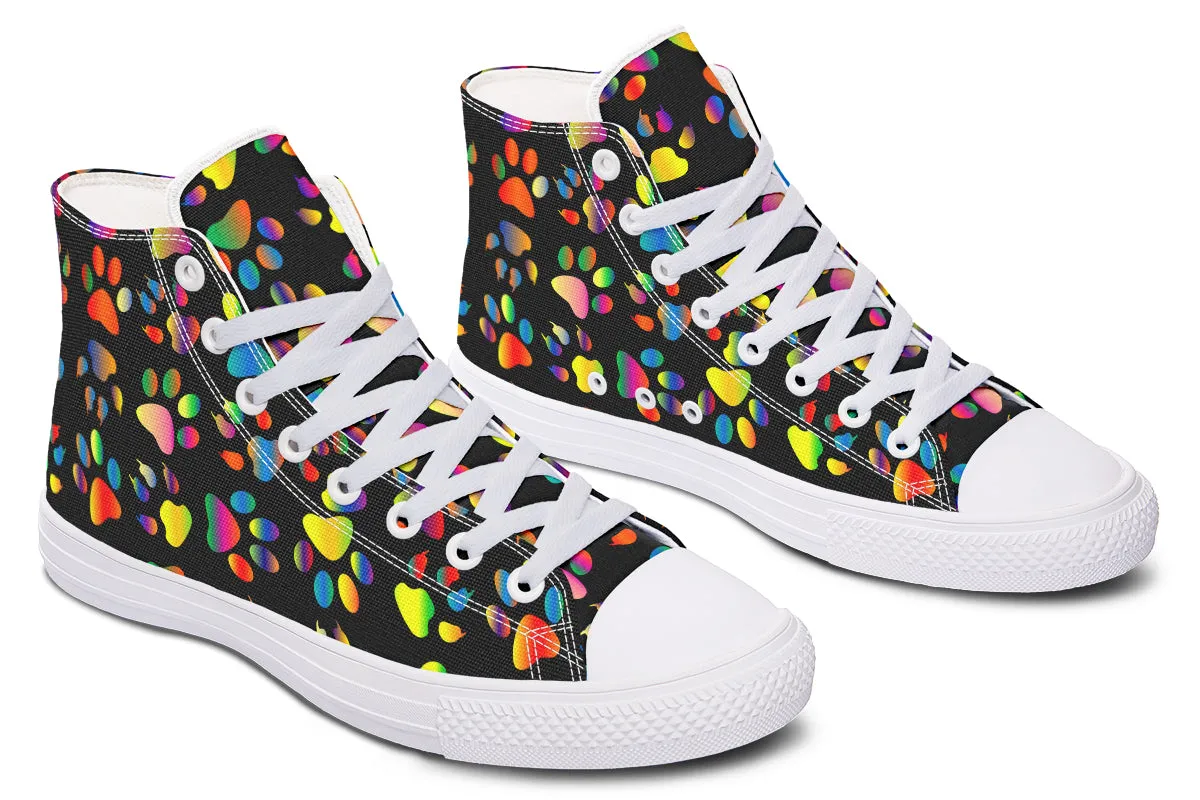 Rainbow Paw Prints High Tops