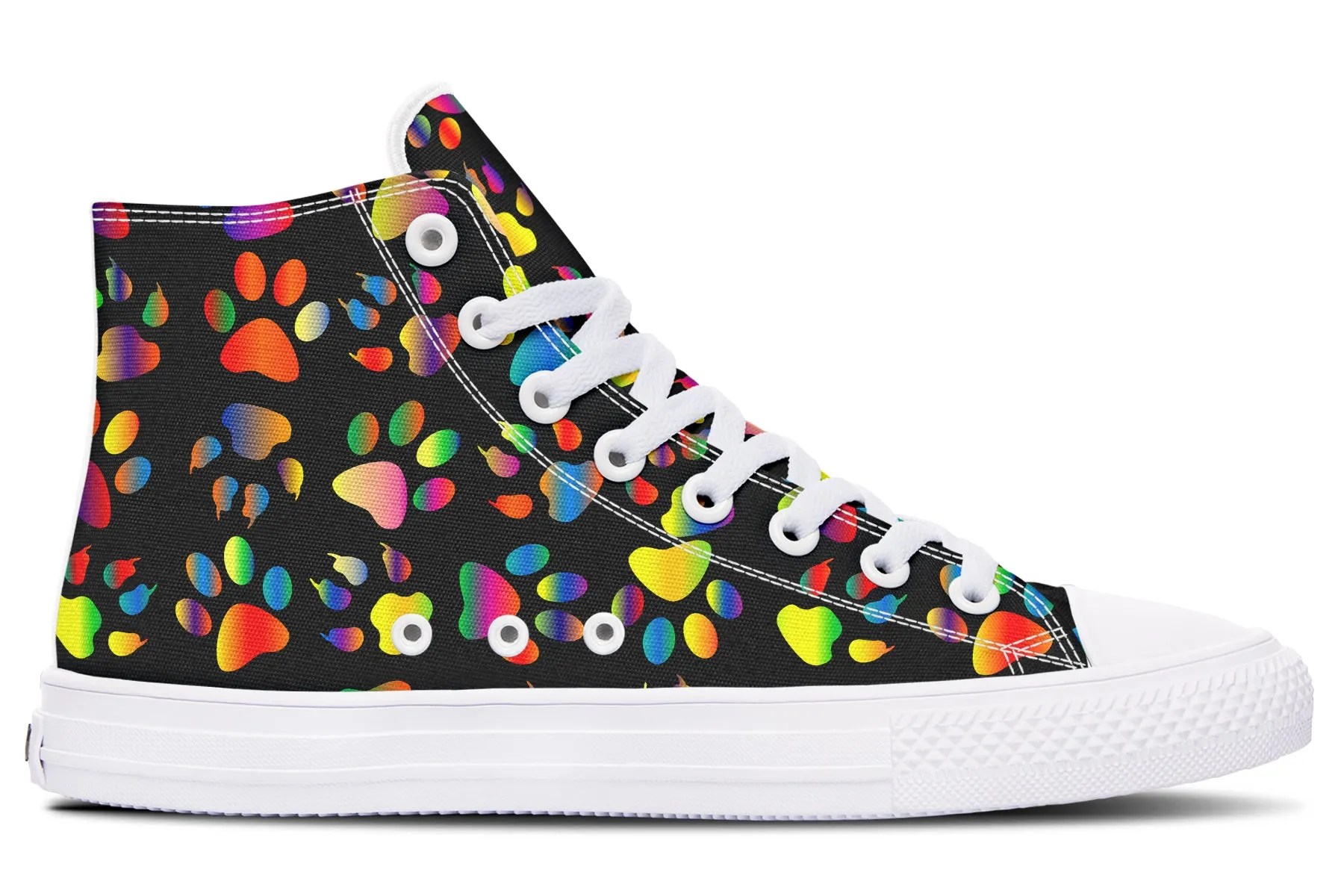 Rainbow Paw Prints High Tops