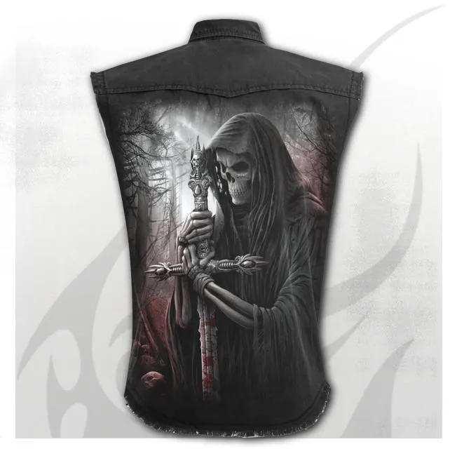 Soul Searcher Sleeveless Mens Button Up Work Shirt