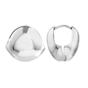 Sterling Silver Round Puff Hoop Earrings - Sterling Silver - by Dazyle