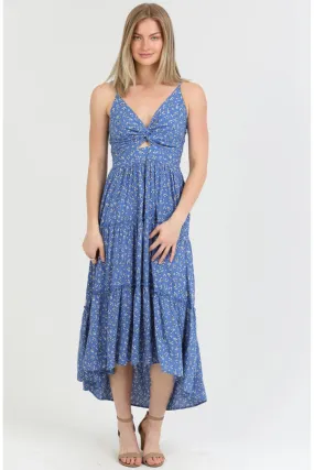V Neck Twist Front Cut Out Maxi Dress