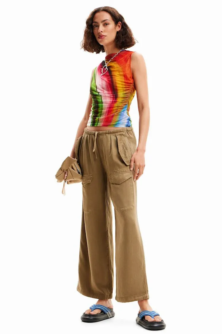 Wide Leg Cargo Trousers