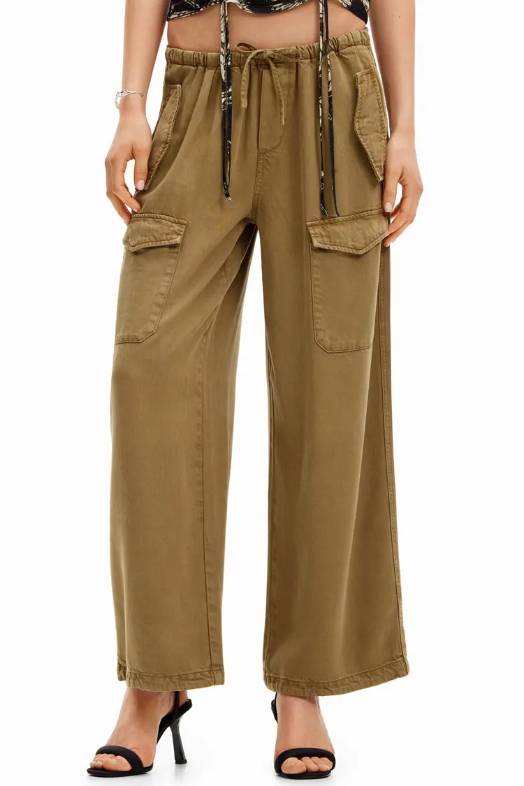 Wide Leg Cargo Trousers