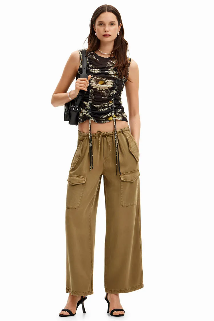 Wide Leg Cargo Trousers