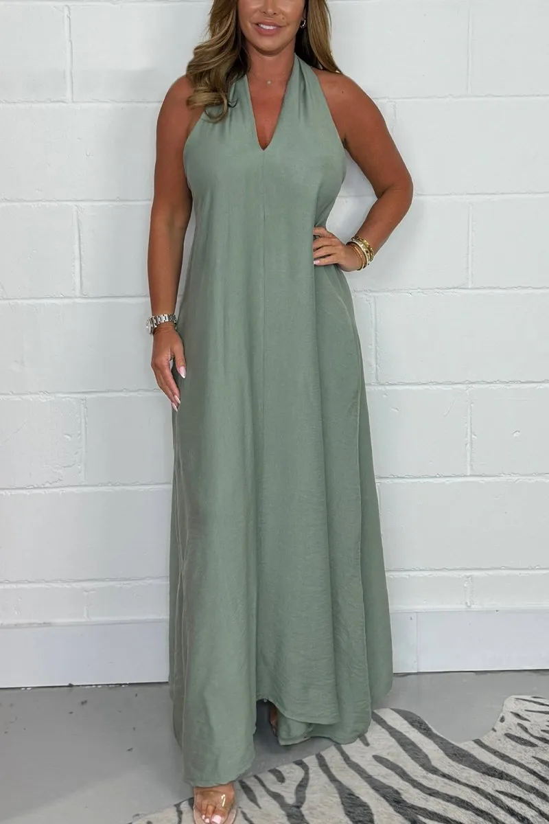 Women's Flowy T-Back Maxi Dress