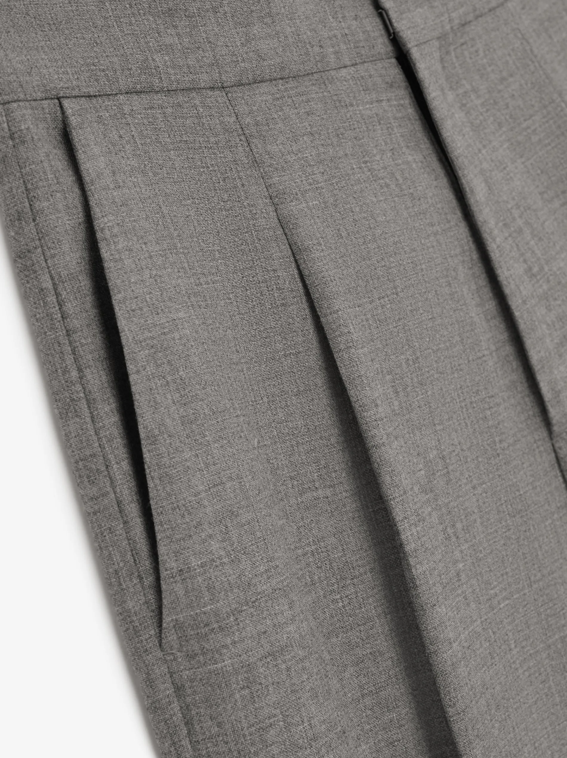 Wool Canvas Wide Leg Trousers