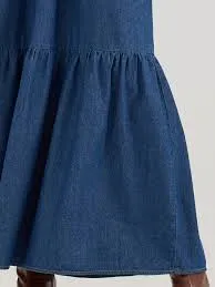 WRANGLER Smocked Bodice Denim Maxi Dress